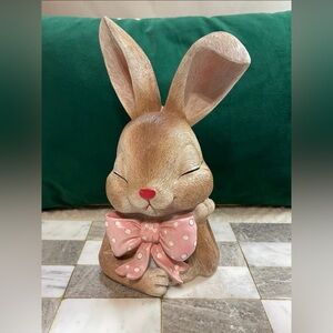 Easter Bunny Resting Bunny With Pink Bow Figurine viral sold out